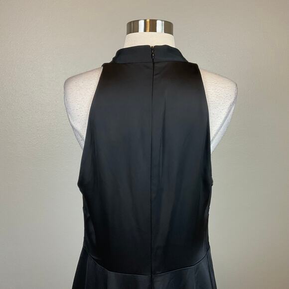 Ralph Lauren Black Satin Evening Gown Size 4 Pleated Long Column Formal Dress - Picture 8 of 12